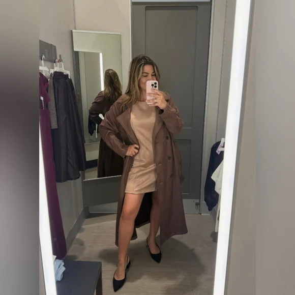 Faux-suede Trench Coat - Picture 4 of 6